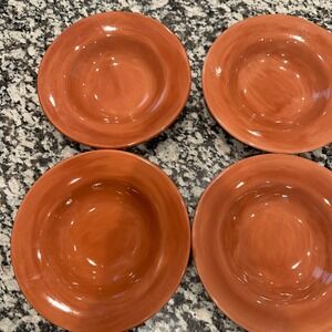 Pottery Barn Sausalito Terracotta Orange Pasta/salad bowls Set of 4 10"